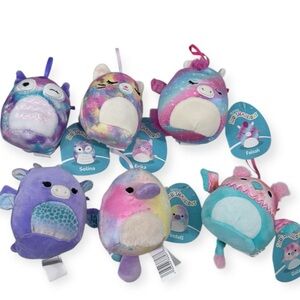 6 NWT Squishmallow 4 inch hanging stuffy ornaments